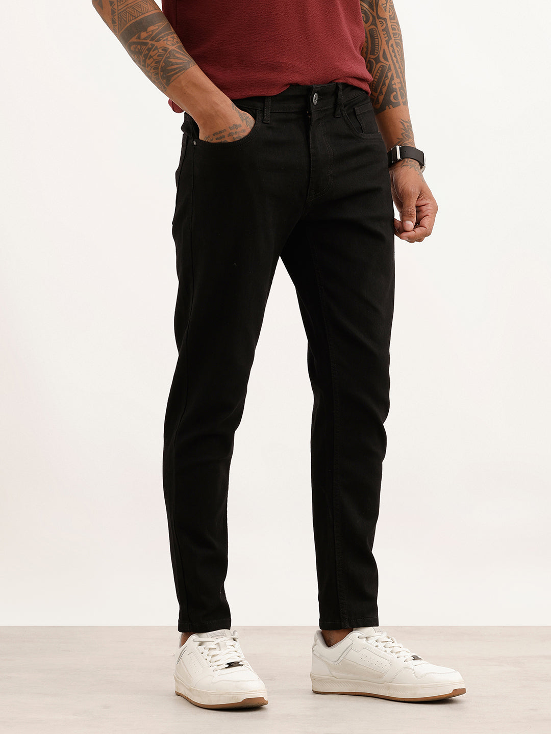 Solid Skinny Crop Fit Denim Jeans | Black | WJN0200SC2179S