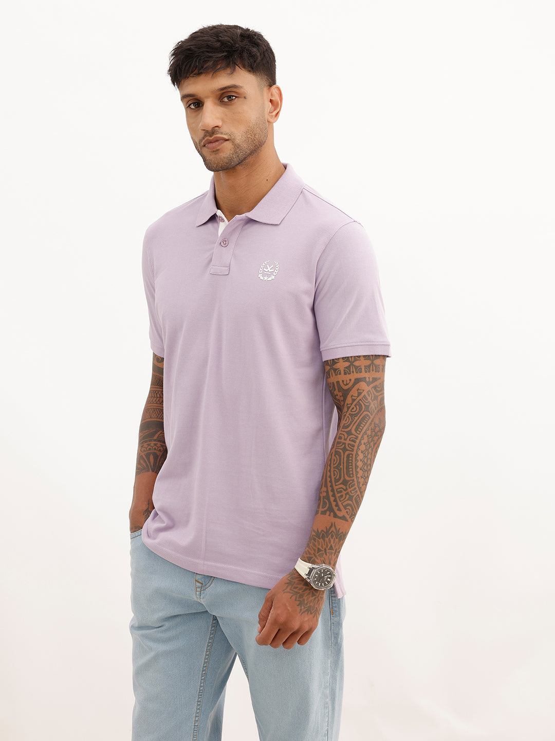 Solid Slim Fit Polo T-Shirt | Purple