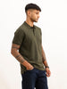 Solid Regular Fit Full Sleeve Polo T-Shirt | Olive