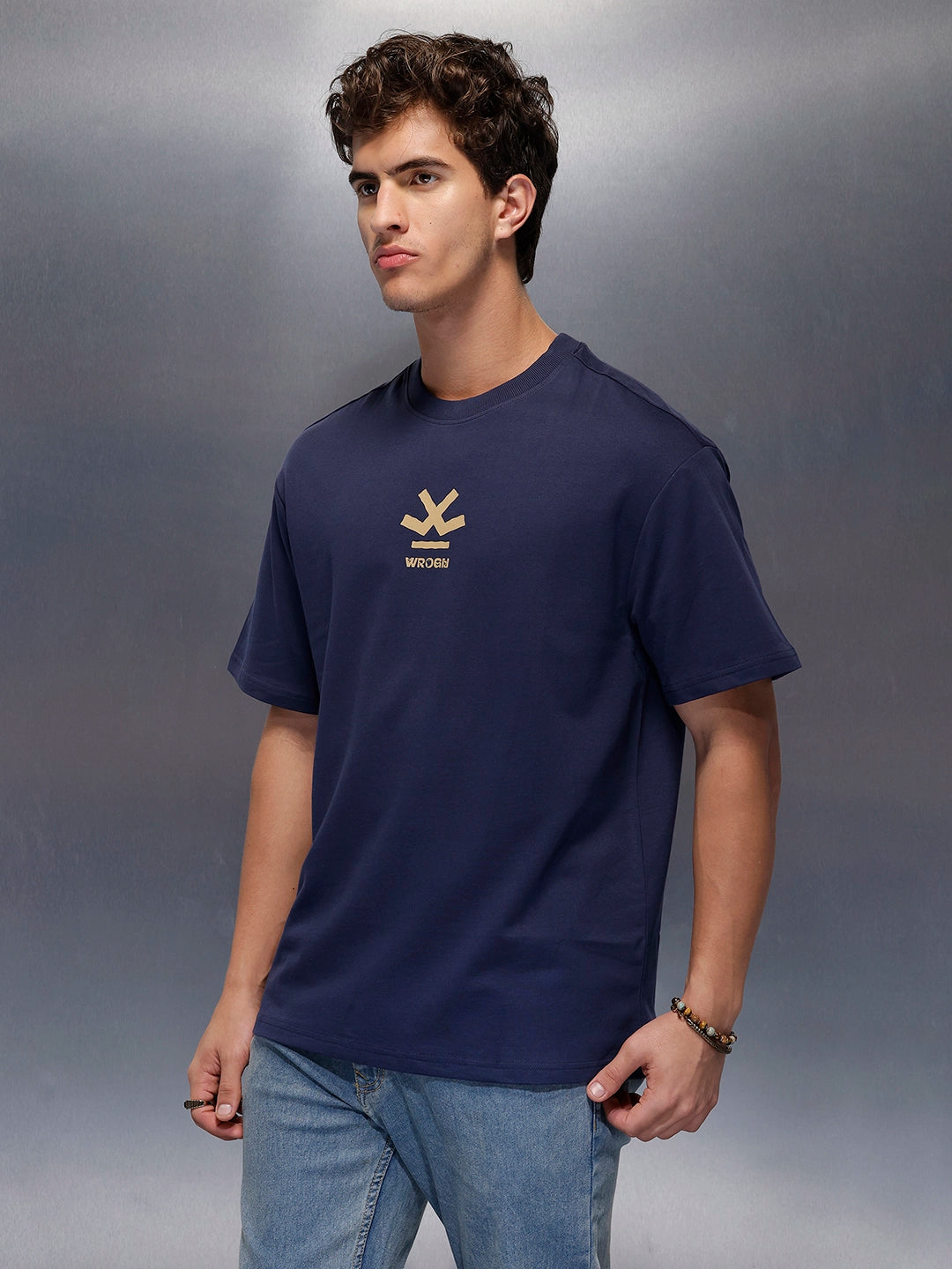 Classic Back Printed T-Shirt   |  Navy Blue