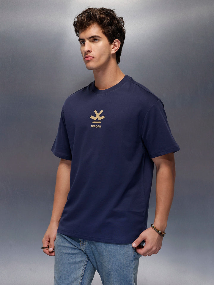 Classic Back Printed T-Shirt   |  Navy Blue