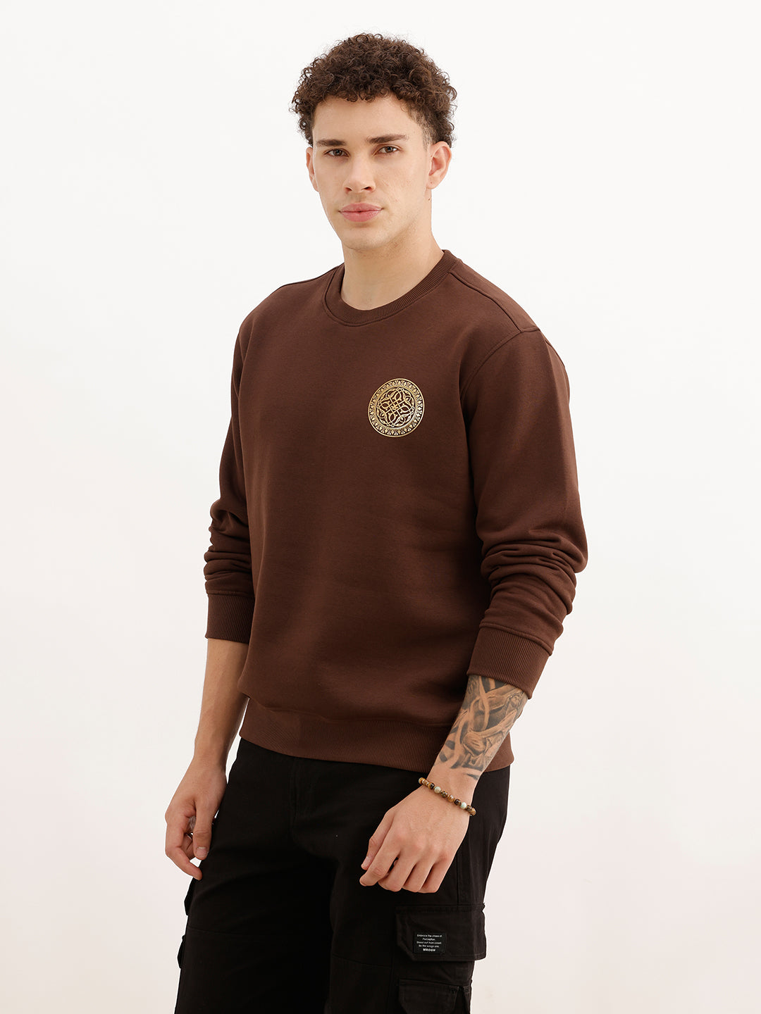 Comfort Fit Foil Printed Sweatshirt | Brown | WSS02FSCM1330S