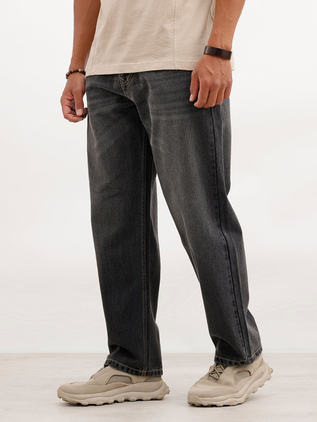 Loose Fit Faded Denim Jeans | Grey
