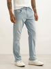 Washed Straight Fit Denim Jeans | Light Blue