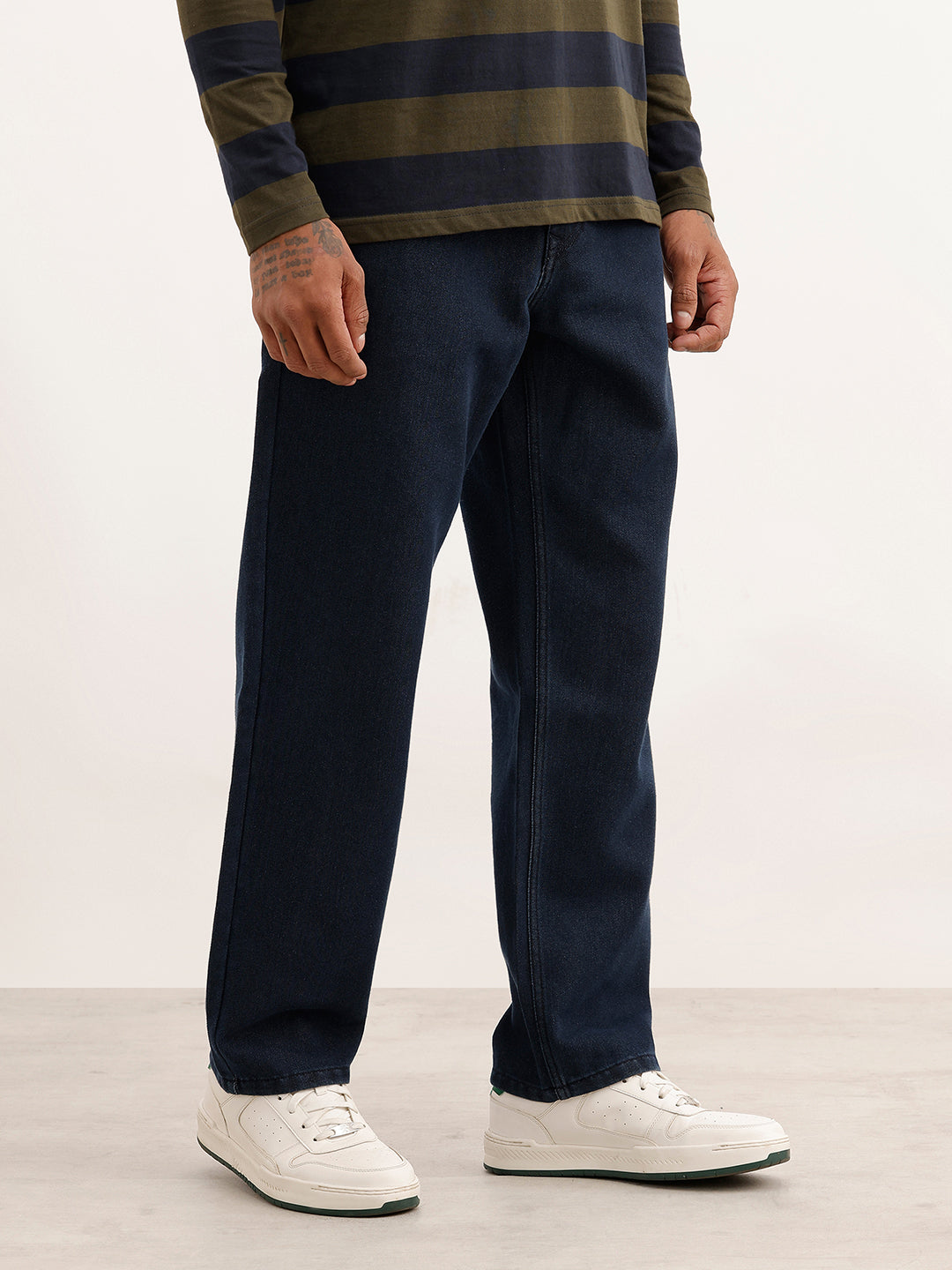 Solid Loose Fit Denim Jeans | Dark Blue