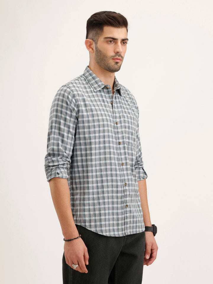 Regular Fit Checkered Shirt | Green