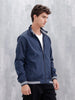 Men's Casual Zip-Up Jacket With Contrast Trim  | Navy Blue