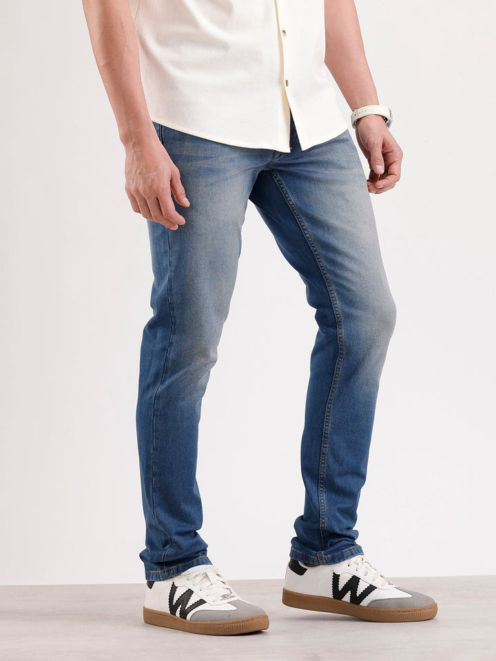 Light Faded Slim Fit Denim Jeans  | Blue