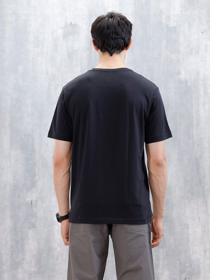Wrogn Men's Badge Printed Graphic T-Shirt | Black
