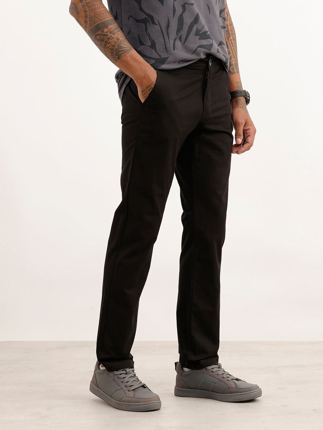 Solid Slim Fit Trouser | Black