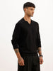 Solid Slim Fit Full Sleeve Polo T-Shirt | Black | WPT02FSSL1629S