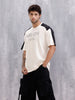 Graphic Printed Oversized Fit Cut &Sew T-Shirt | Beige