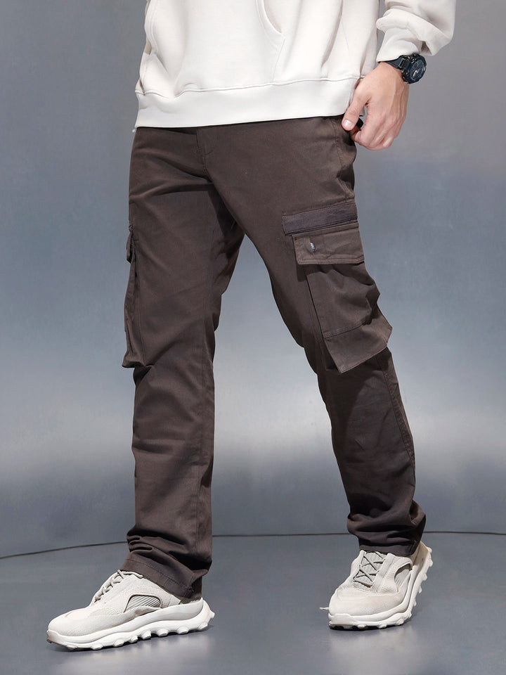 Men's Casual Straight Fit Cargo Trousers | Rust