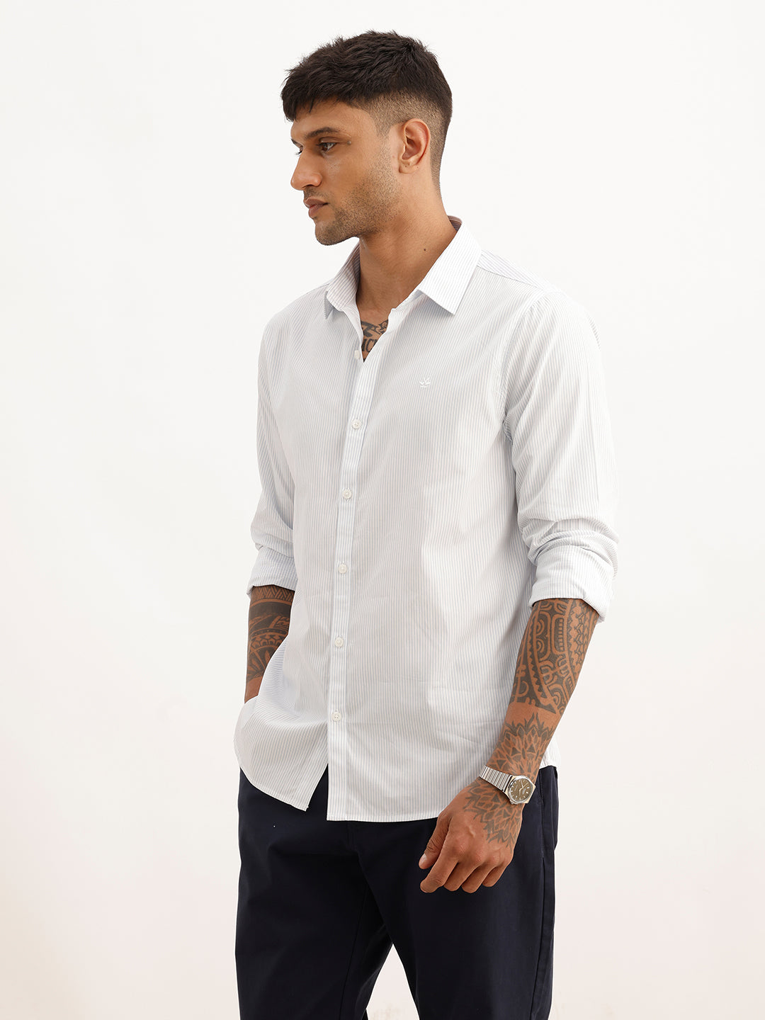 Classic Striped Full Sleeve Shirt | Off White