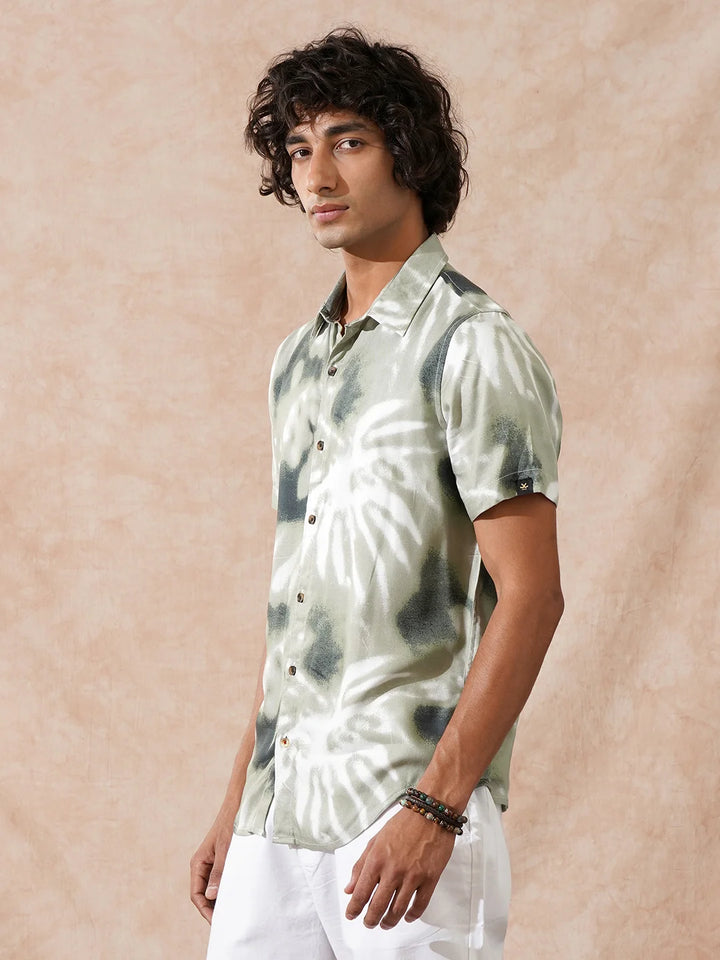 Fluid Viscose AOP Shirt | Green