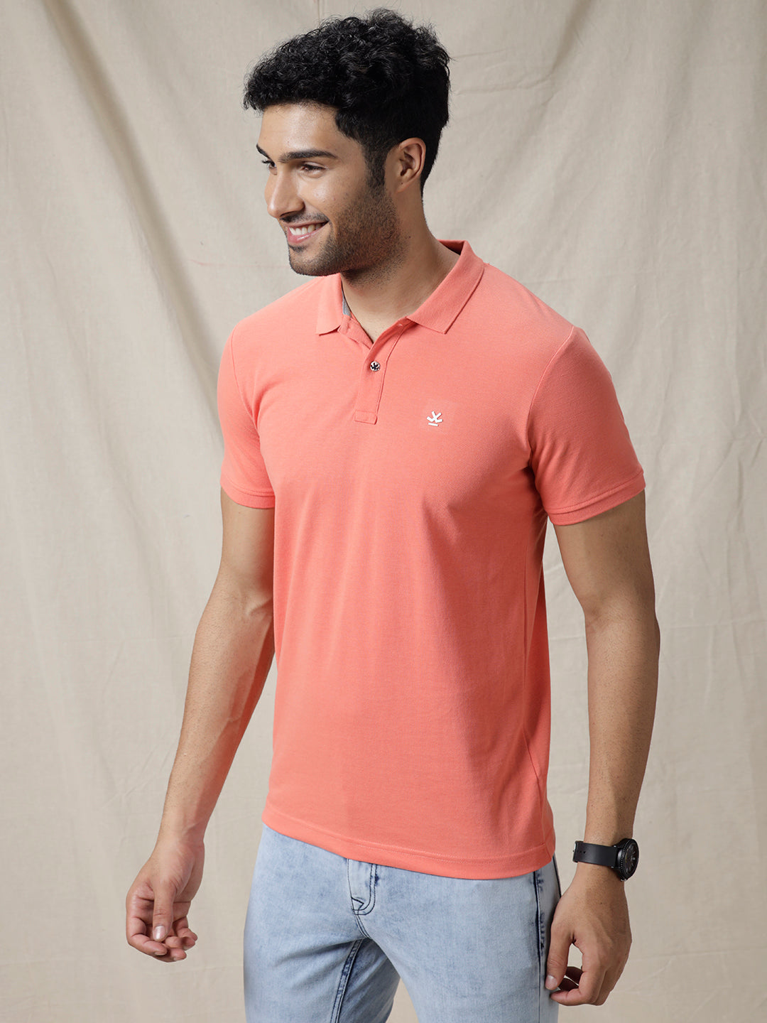 Casual Solid Pink Polo