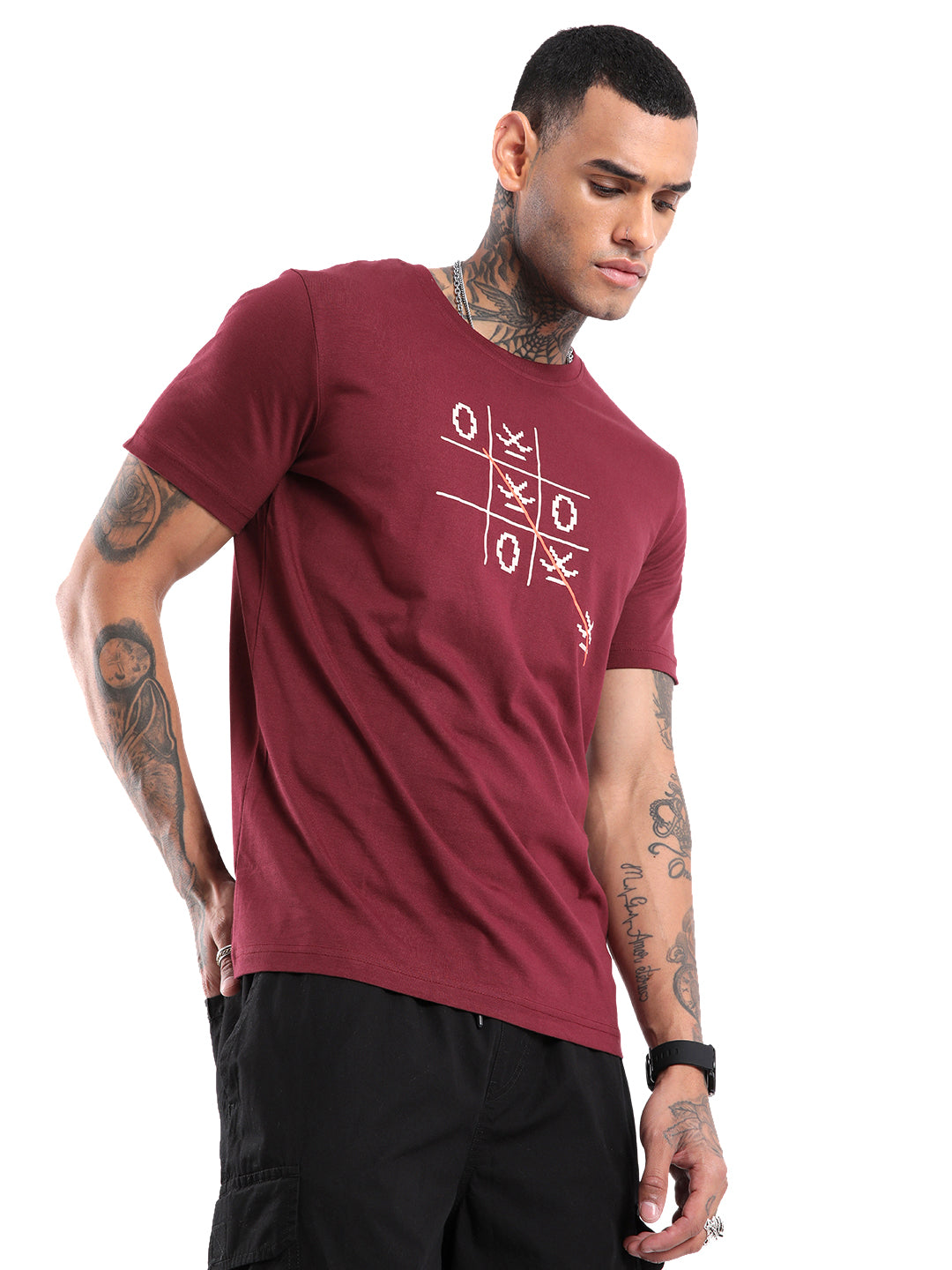 Noughts and Crosses Maroon Printed T-Shirt