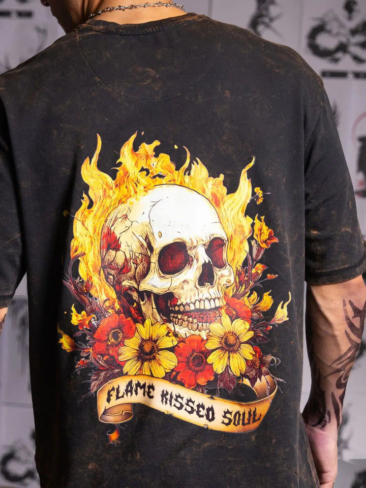 Wrogn X Aliens - Flame Kissed Skull | Black T-Shirt