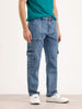 Relaxed Fit Cargo Denim Jeans | Light Blue