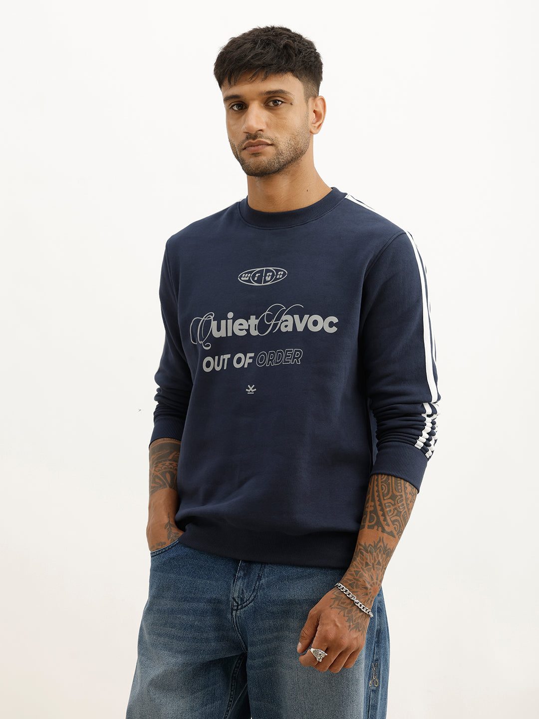 Regular Fit Placement Printed Sweatshirt | Blue