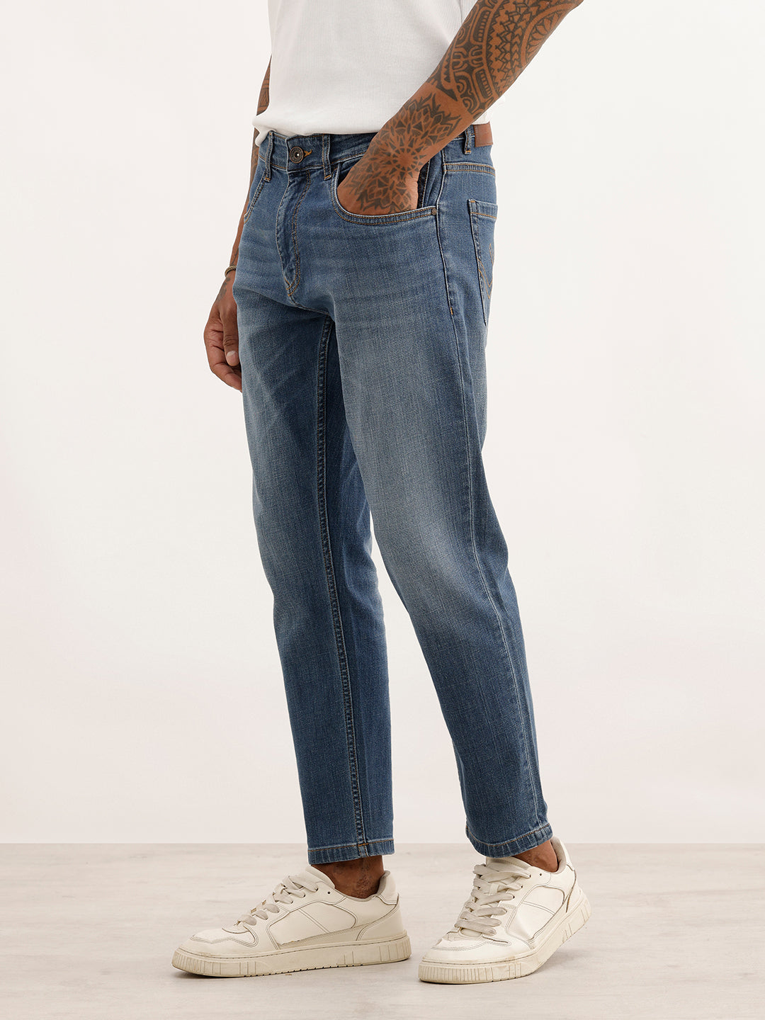 Faded Skinny Crop Denim Jeans | Light Blue