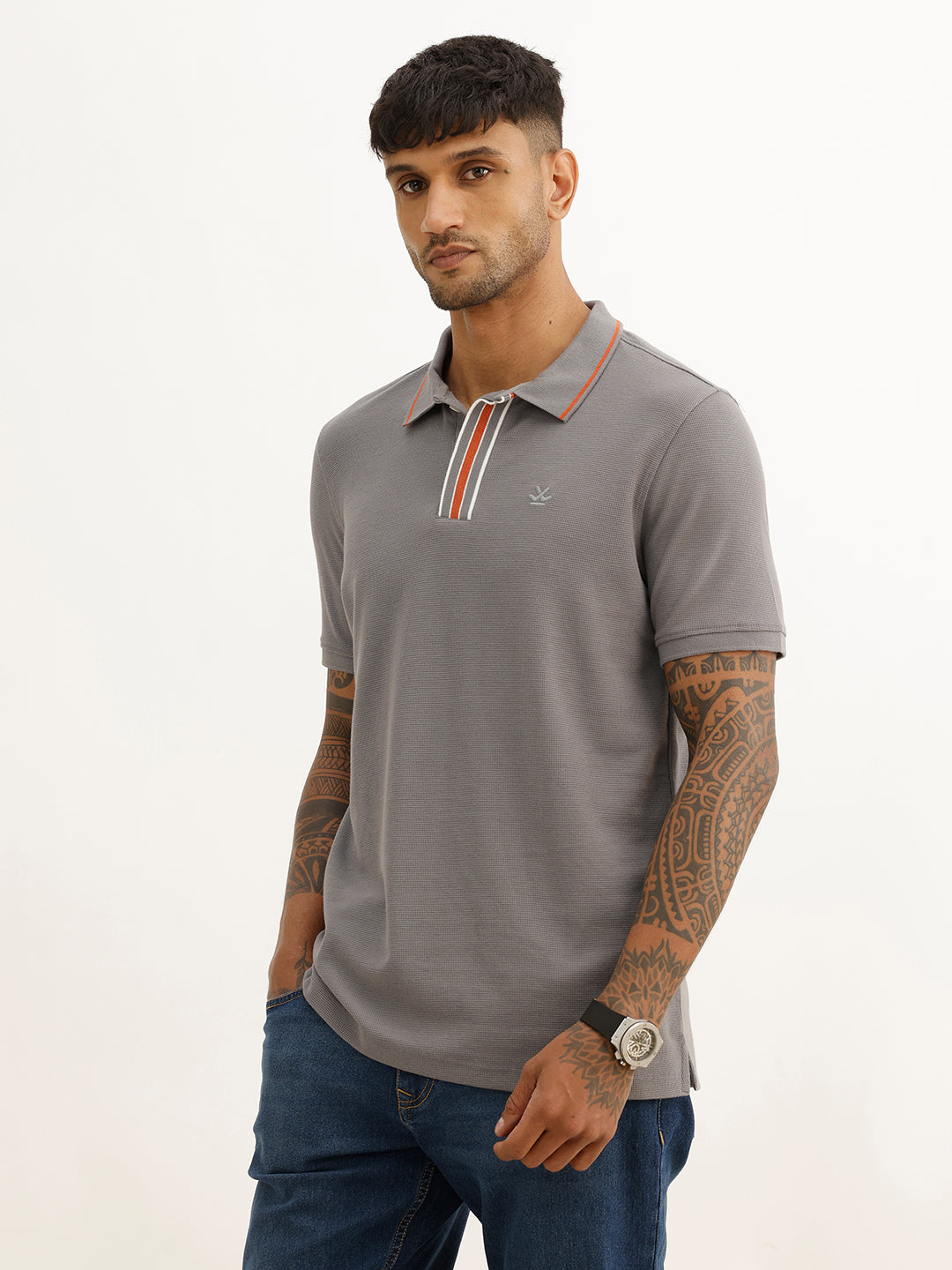 Classic Slim Fit Tipping Collar Polo T-Shirt | Grey