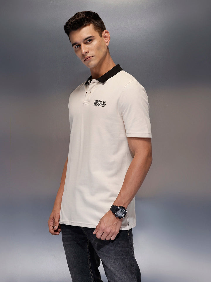 Men's contrast trim polo | Beige