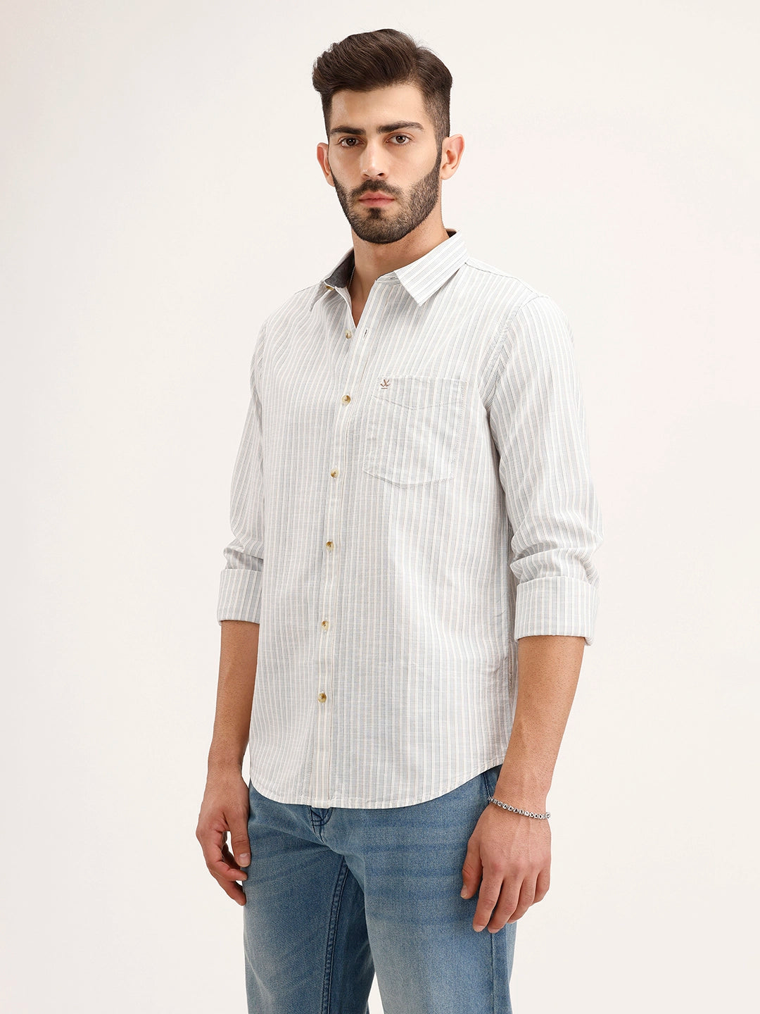 Slim Fit Striped Shirt | Off White