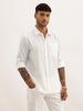 Textured Slim Fit Striped Shirt | White