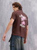 Fluid Resort Collar Shirt With Surreal Back Print | Brown