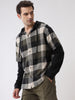 Hooded Checks Olive Boxy Fit Shirt