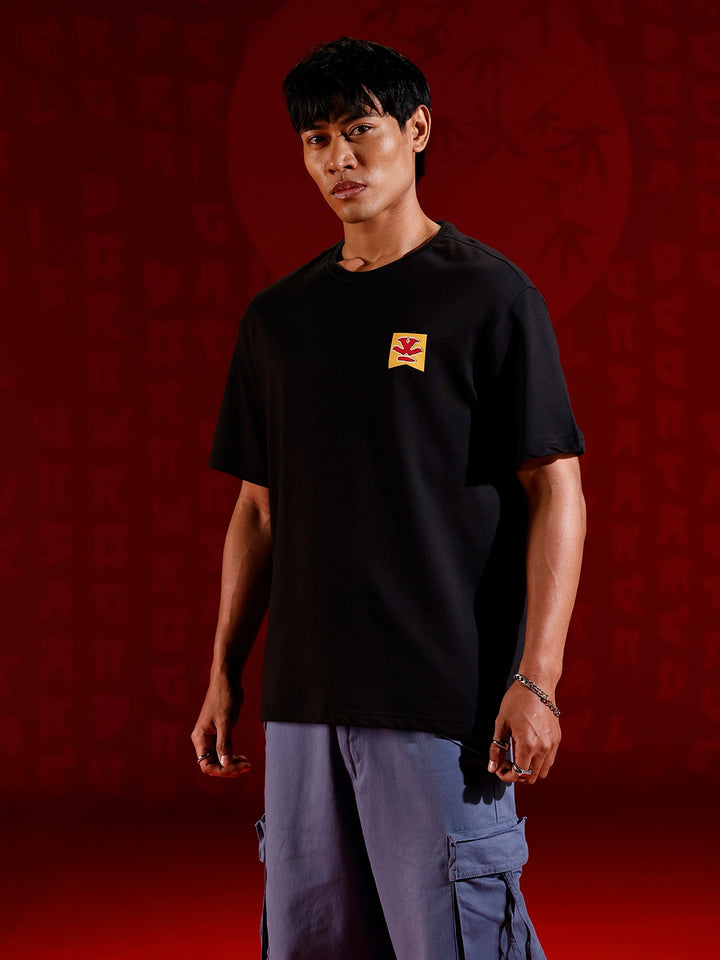 Minimal Chest Print Oversize Tshirt | Black