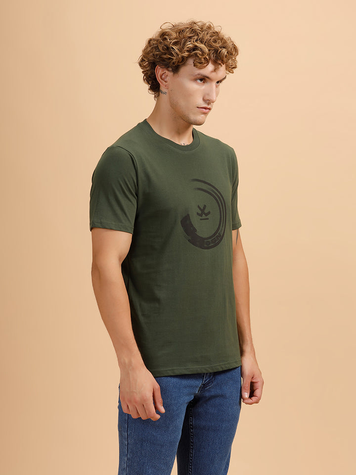 Motion Blur Printed T-Shirt | Olive