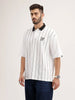 Oversized Striped Polo T-Shirt | White