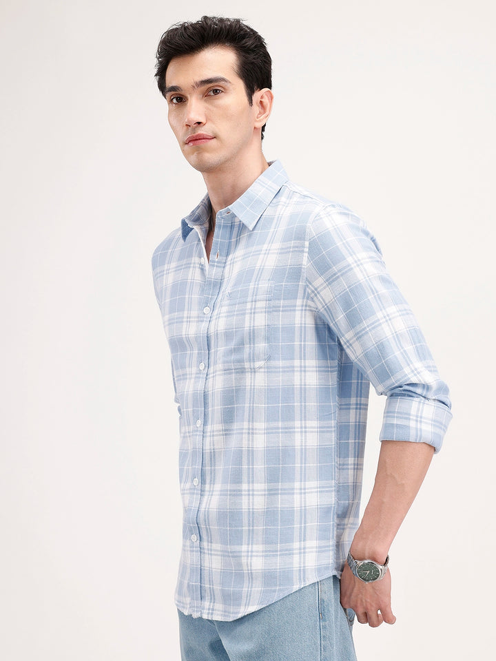 Casual Slim Fit Checkered Shirt | Blue