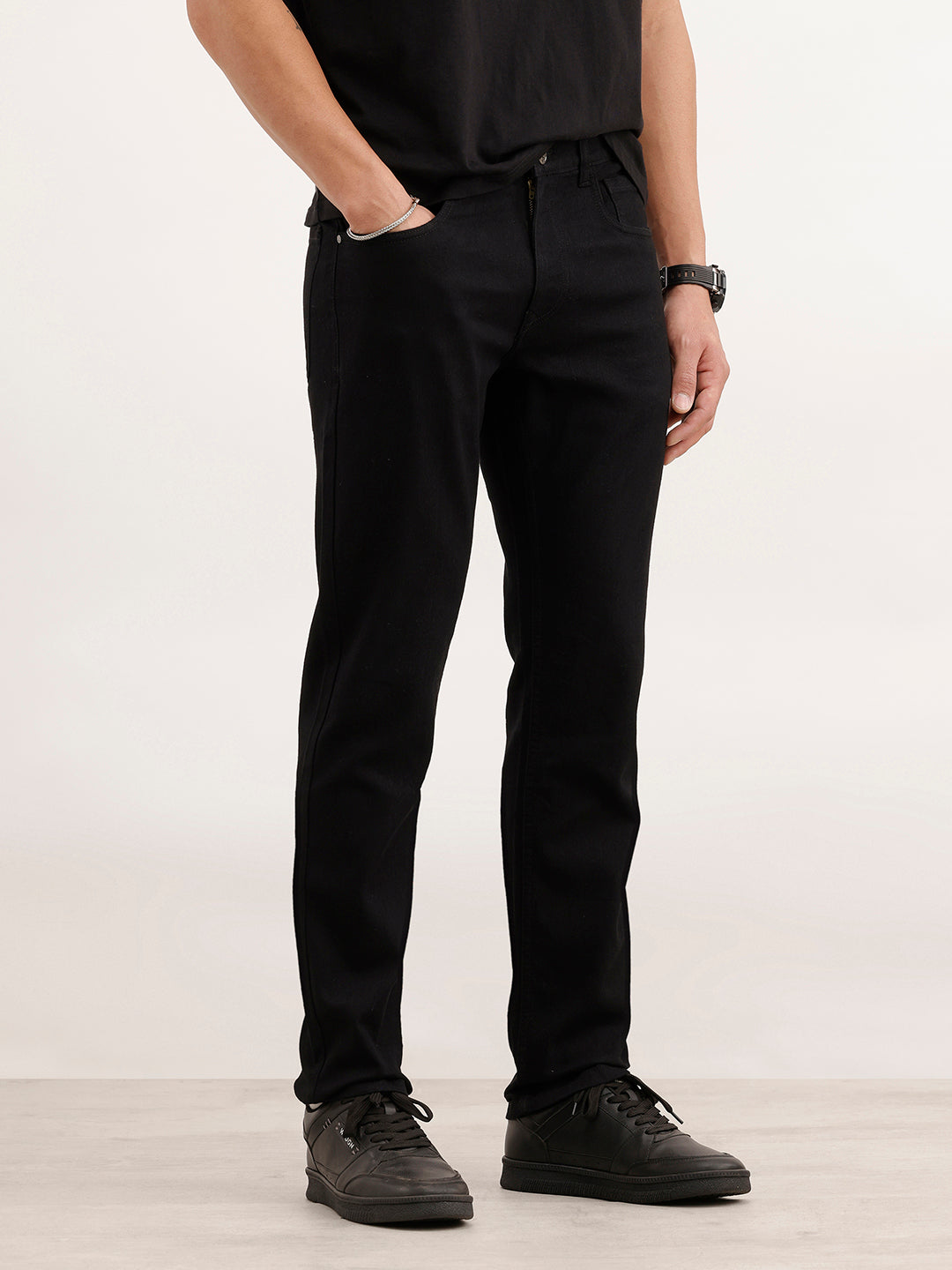 Solid Slim Fit Denim Jeans  | Black