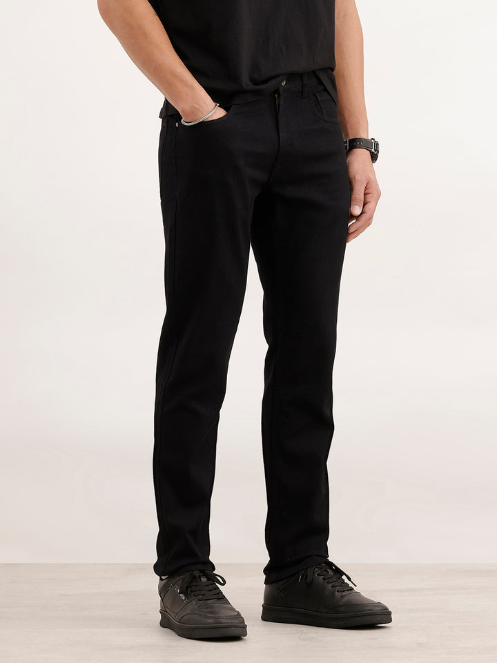 Solid Slim Fit Denim Jeans  | Black