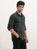 Slim Fit Checkered Full Sleeve Shirt | Dark Green