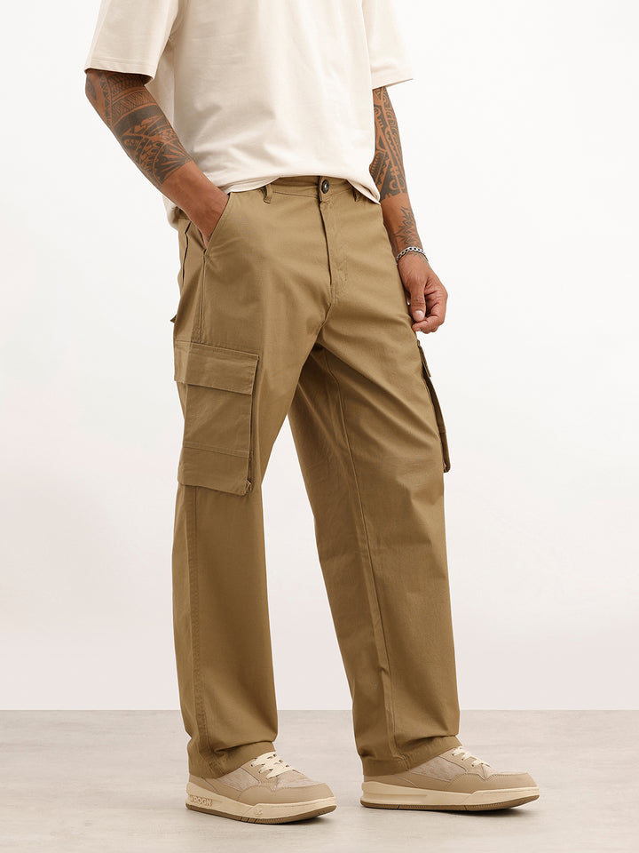 Classic Loose Fit Cargo Trousers | Olive