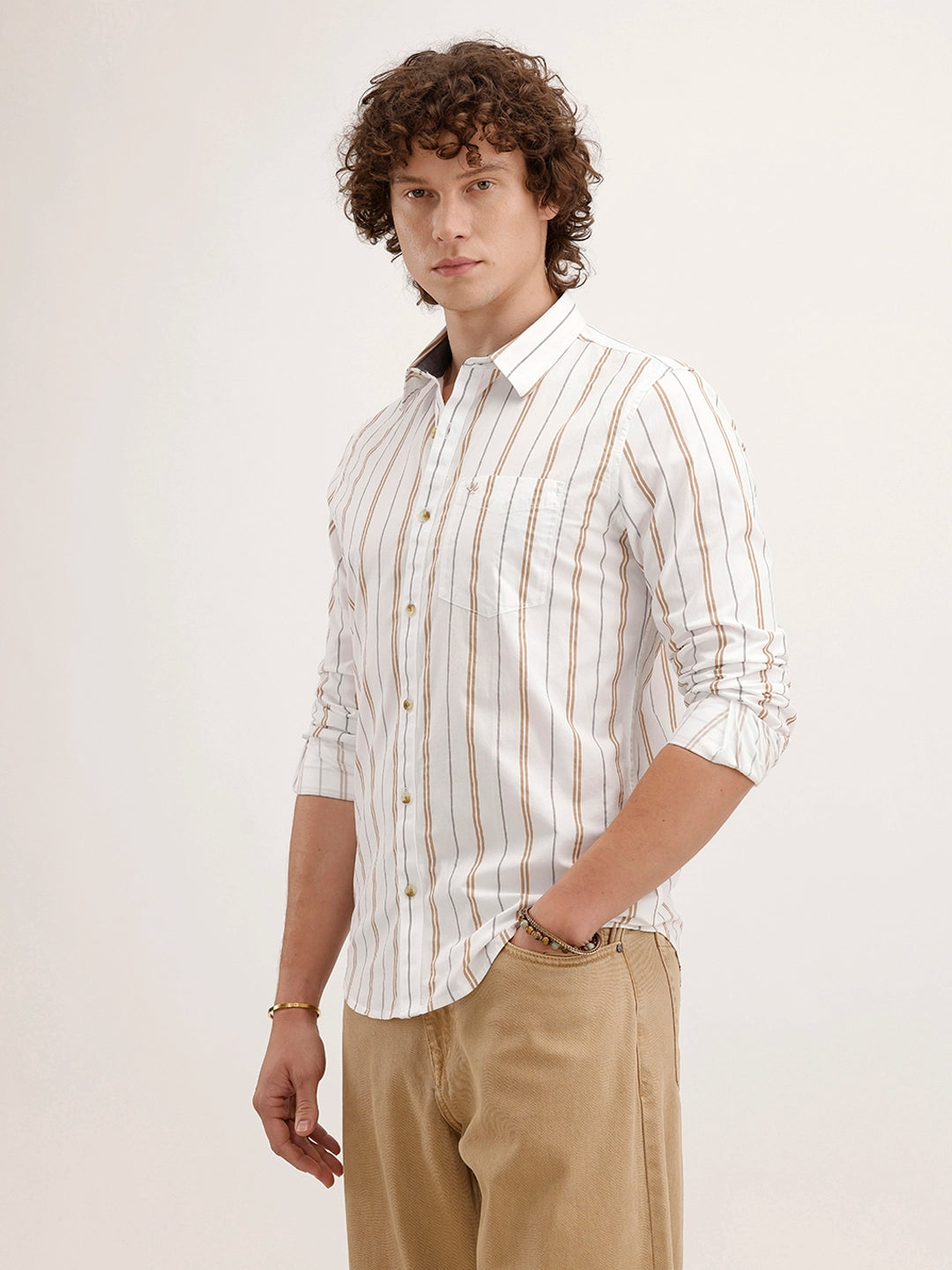 Slim Fit Striped Shirt | White