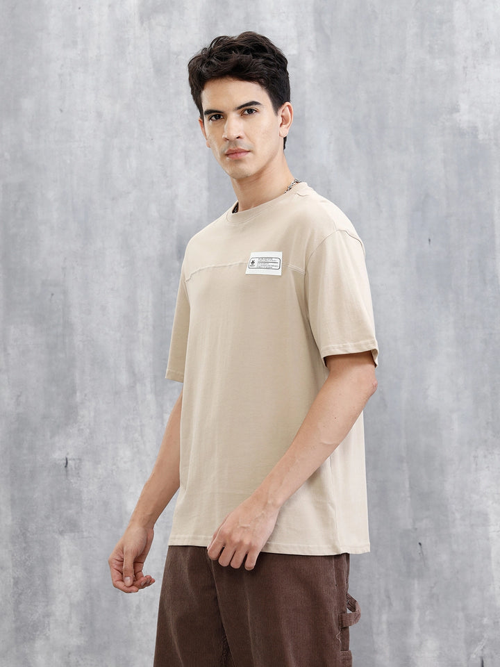 Solid Patch Detail T-Shirt | Khaki