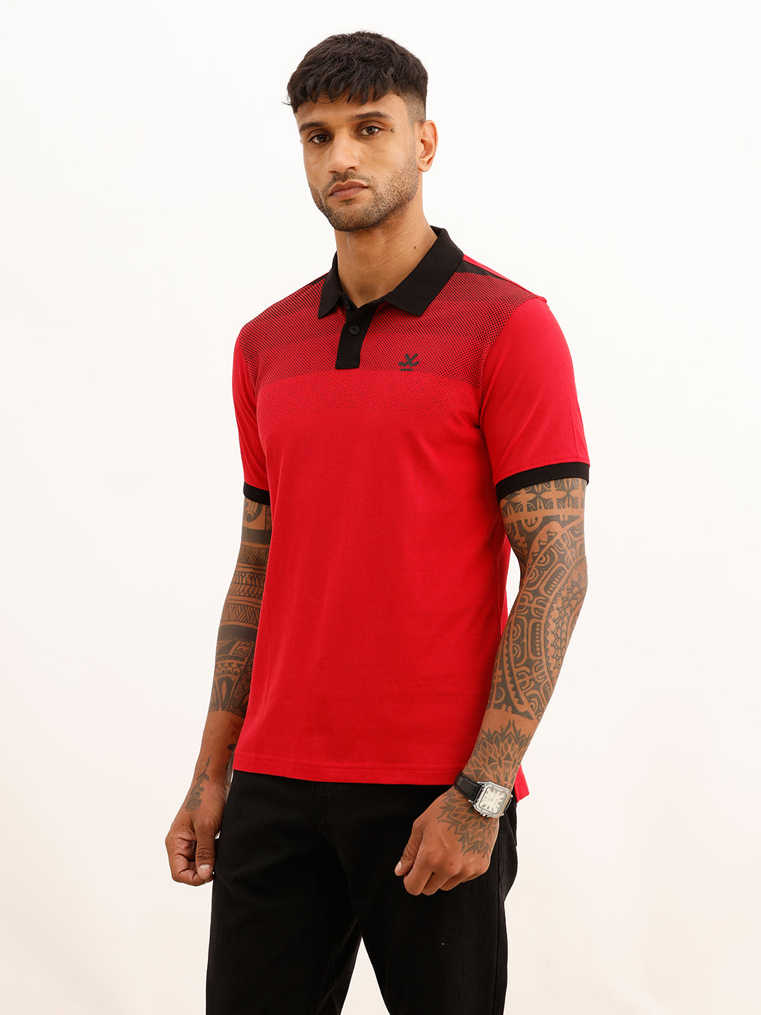 Regular Fit Placement Printed Polo T-Shirt | Red
