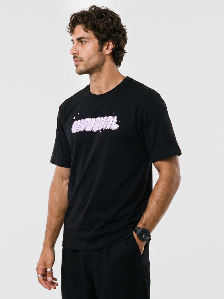 Classic Placement Printed T-Shirt | Black