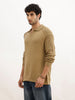Oversized Contrast Collar Knitted Sweater | Beige
