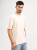 Oversized Raw Edge T-Shirt | Beige