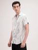 Slim Fit Half Sleeve AOP Shirt | White