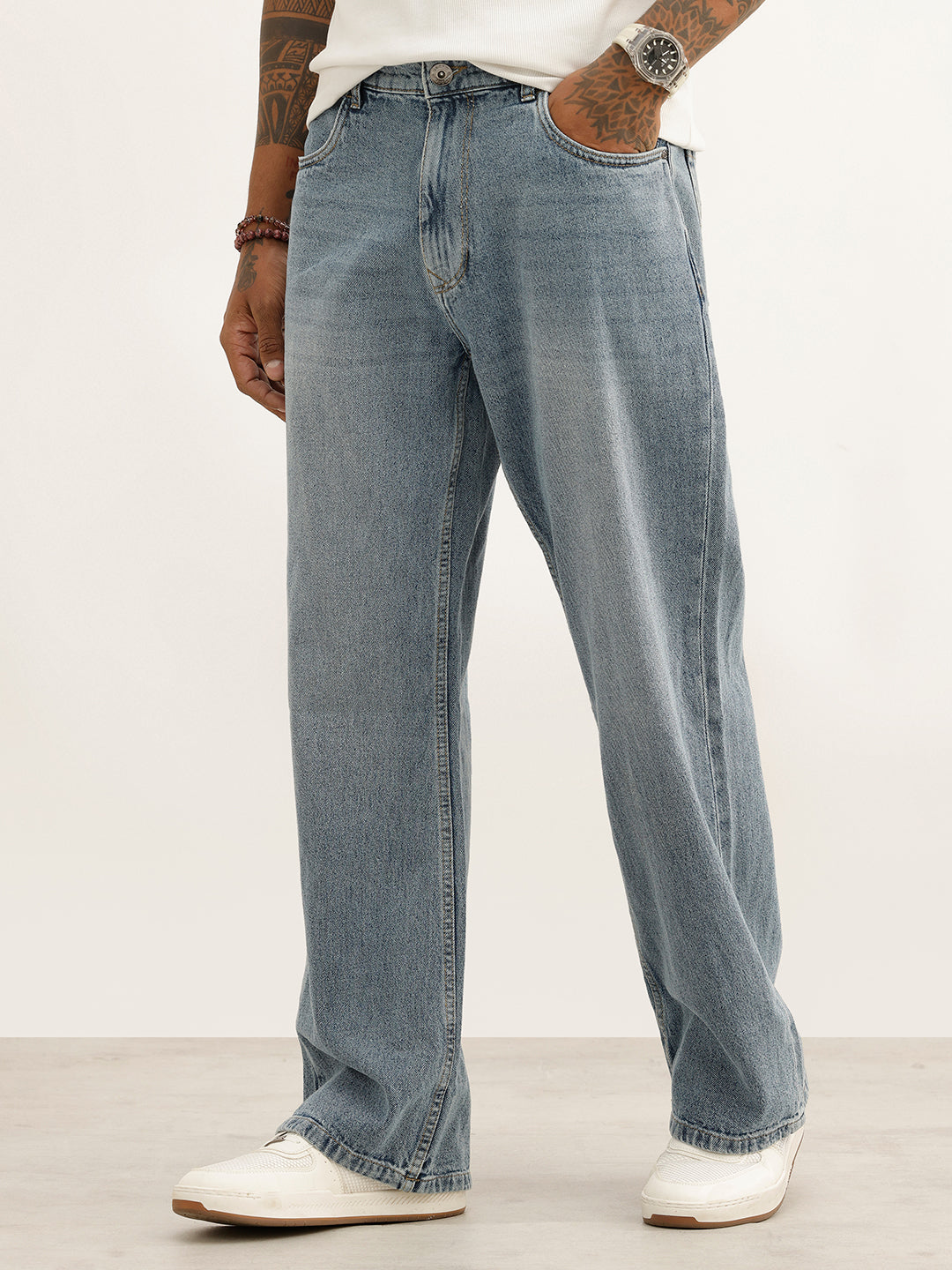 Classic Washed Bootcut Denim Jeans | Light Blue