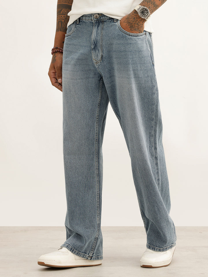 Classic Washed Bootcut Denim Jeans | Light Blue