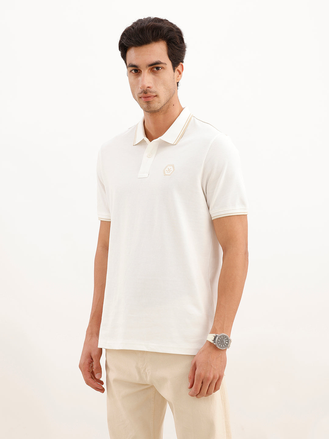 Classic Tipping Collar Polo T-Shirt | White