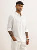 Solid Regular Fit Textured Shirt | White